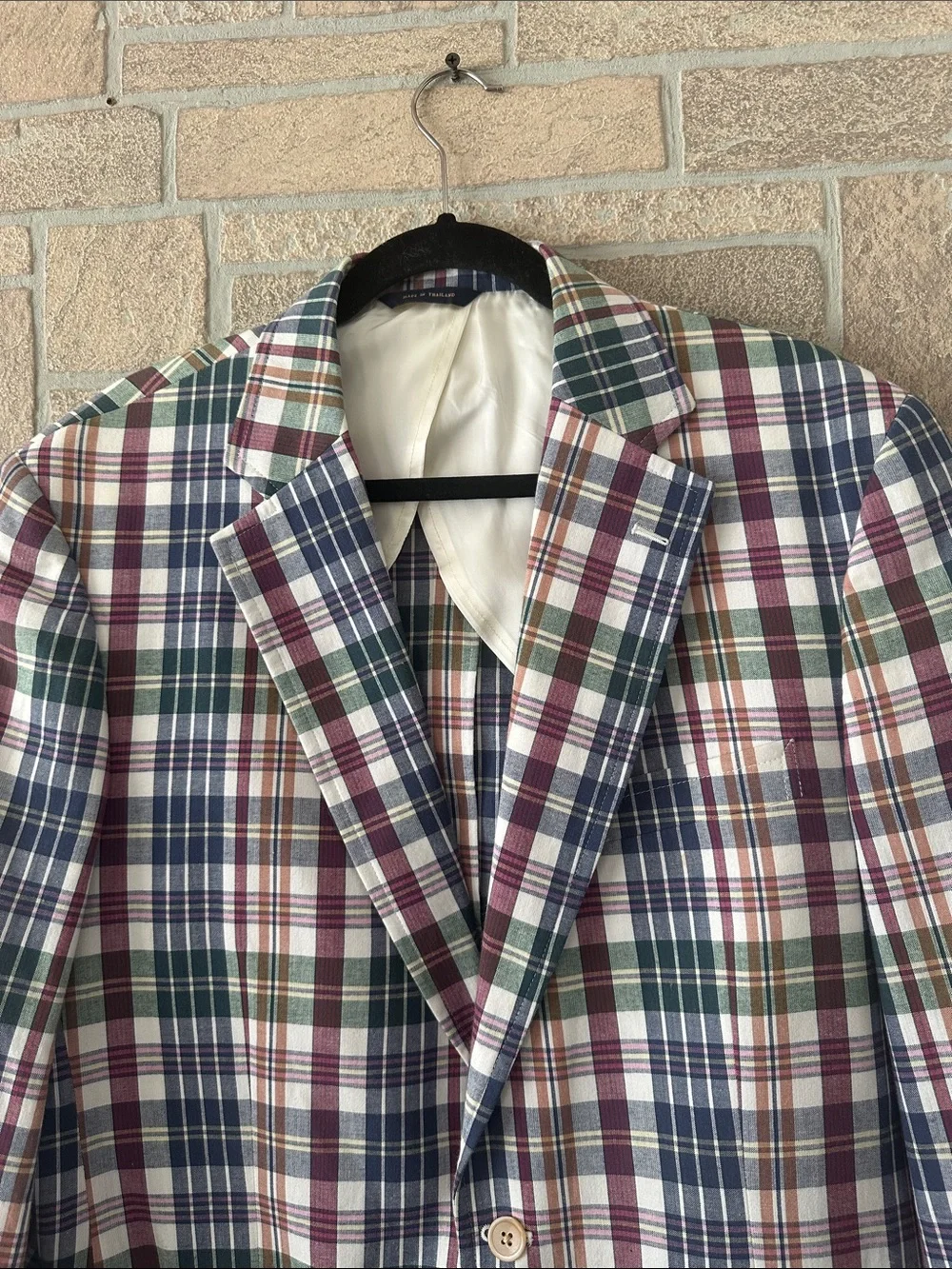 NWOT! Brooks Brothers Blue/Red  Madras Plaid Cotton Sport Coat Men’s 41L Blazer